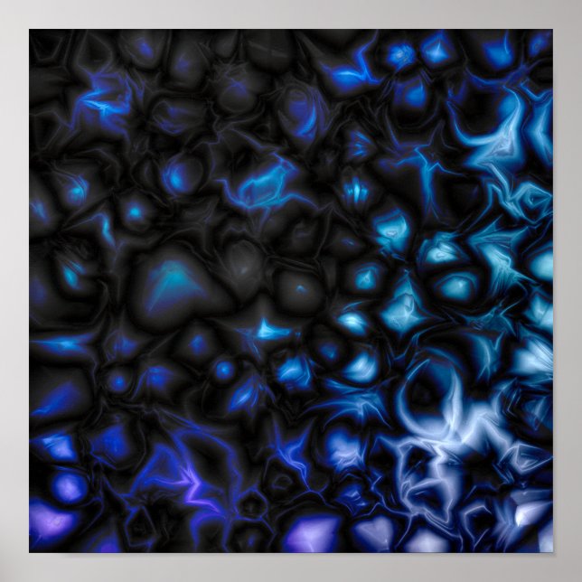 Póster Patrón abstracto azul y negro (Frente)