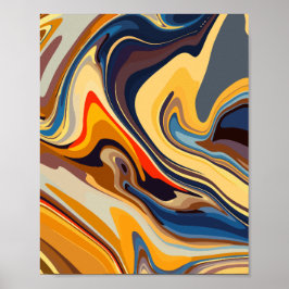 Póster Patrón abstracto cálido y frío fluyente