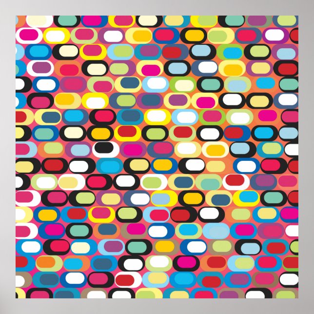 Póster Patrón abstracto colorido con rectángulos redondea (Frente)