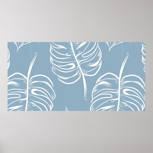 Póster Patrón abstracto continuo de hoja tropical. Trópic (Frente)