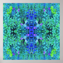 Patrón abstracto de follaje Chartreuse y azul