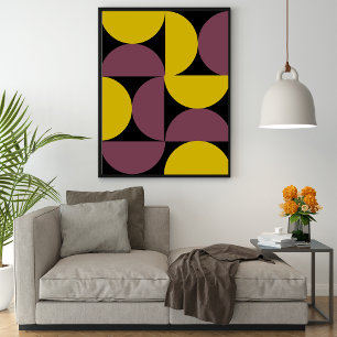 Póster Patrón abstracto de mediados de siglo moderno púrp