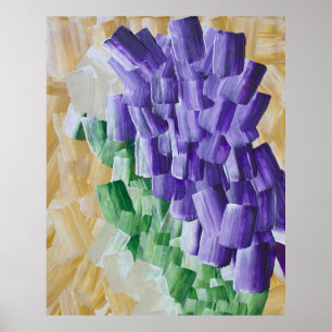 Póster Patrón abstracto de pinceladas púrpura y verde