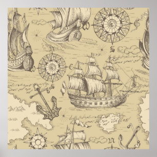 Póster Patrón abstracto e ininterrumpido de vintage sobre