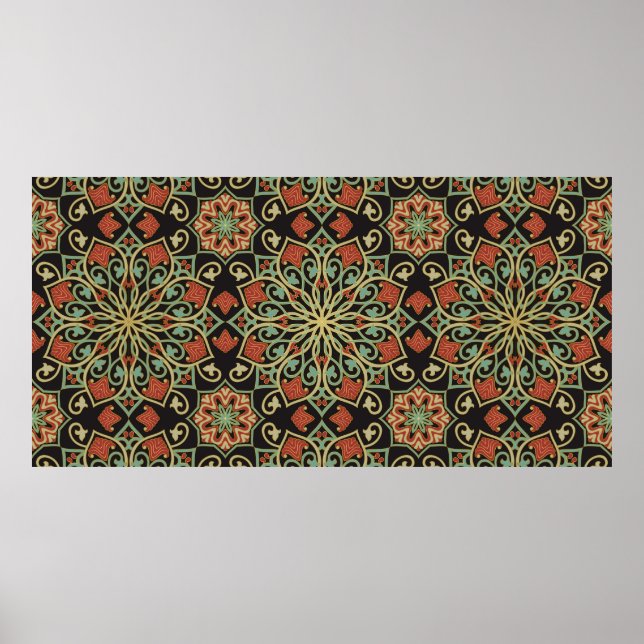 Póster Patrón abstracto. Fondo de color oriental. (Frente)