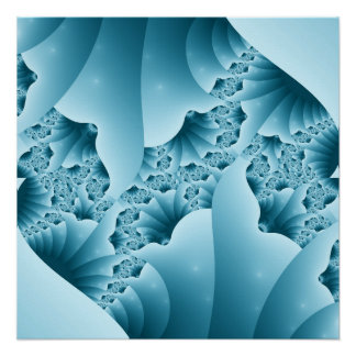 Póster Patrón abstracto fractal de cristal de hielo azul