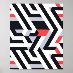 Póster Patrón abstracto geométrico con contraste negrita