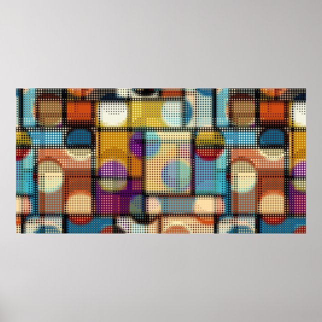 Póster Patrón abstracto geométrico en imágenes de píxeles (Frente)
