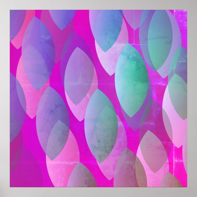 Póster Patrón abstracto moderno | Magenta Púrpura Rosa Ve (Frente)