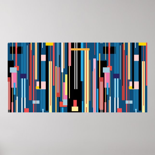 Póster patrón abstracto multicolor brillante de rayas (Frente)