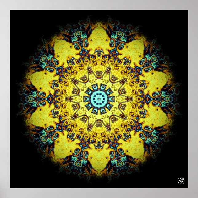 Póster Patrón abstracto psicodélico colorido (Frente)