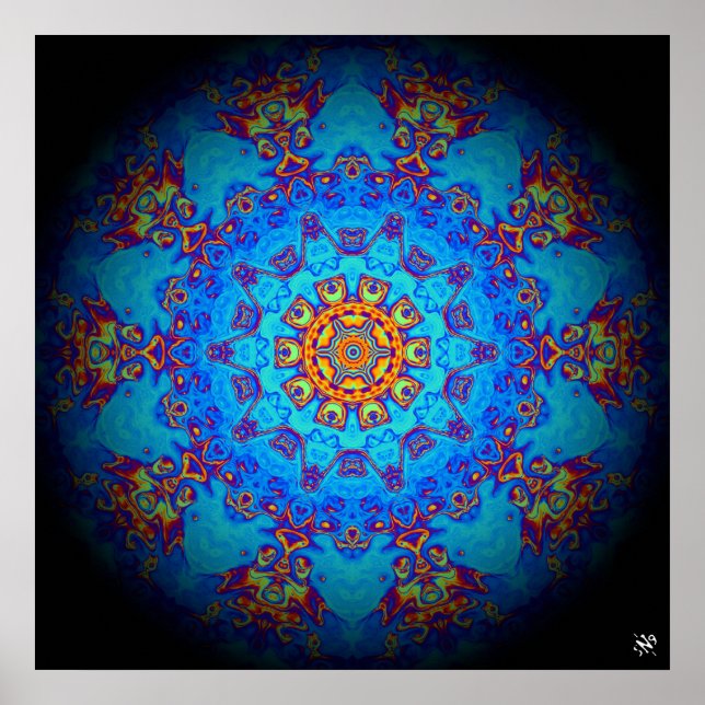 Póster Patrón abstracto psicodélico colorido (Frente)