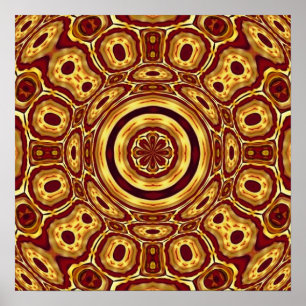 Póster Patrón abstracto rojo dorado boho marroquí