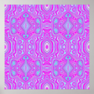 Póster Patrón abstracto rosa caliente y azul acuático alu