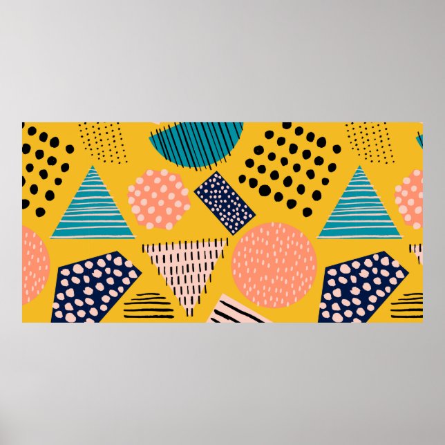 Póster Patrón abstracto sin fisuras con diferentes formas (Frente)