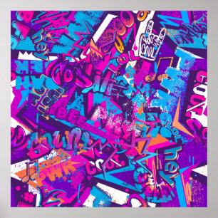 Póster Patrón abstracto sin fisuras de palabras de grafit