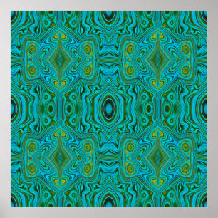 Póster Patrón abstracto turquesa chartreuse retro alucina