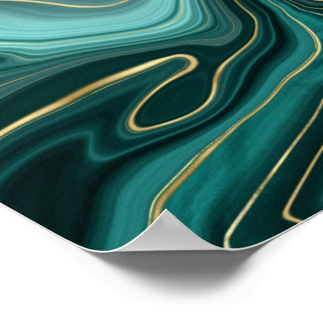 Póster Patrón abstracto turquesa de lujo glamour (Esquina)