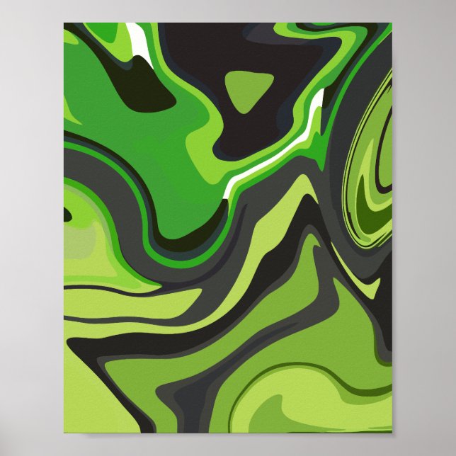 Póster Patrón abstracto verde fluyente (Frente)
