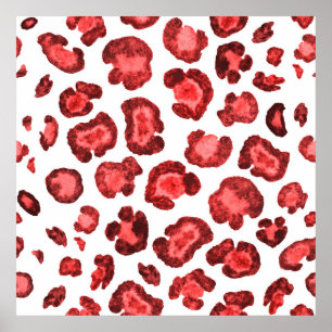 Póster Patrón acuarela ilustracion piel de leopardo. Fals