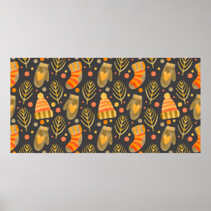 Póster Patrón acuarela sin fisuras año nuevo, feliz crist