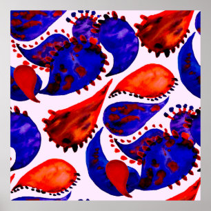 Póster Patrón acuarela sin fisuras con paisajes. Resumen