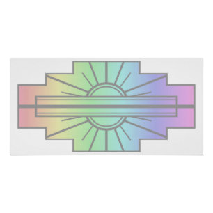 Póster Patrón Art Deco de Sunburst en Pasteles