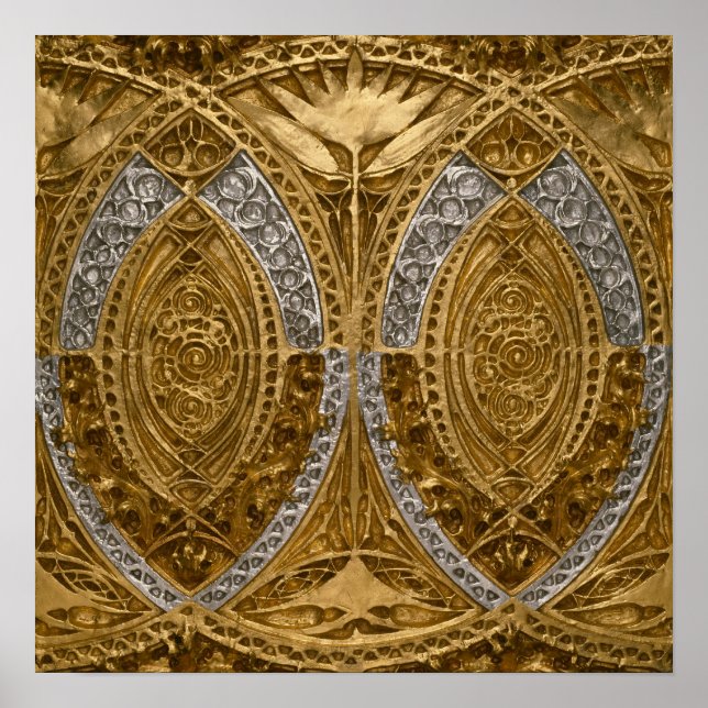 Póster Patrón Art Decó Plata Y Oro (Frente)