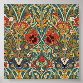 Póster Patrón Art Nouveau Floral de William Morris Compto