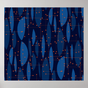 Póster Patrón atómico atómico de mediados de siglo