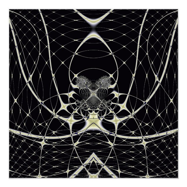 Póster Patrón Áureo Abstracto de Telaraña Gótica (Anverso)