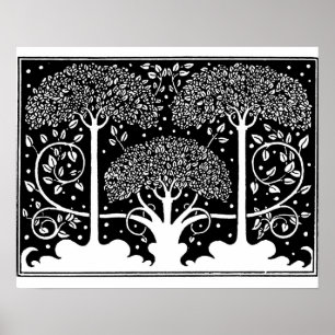 Póster Patrón Beardsley de árbol Art Nouveau