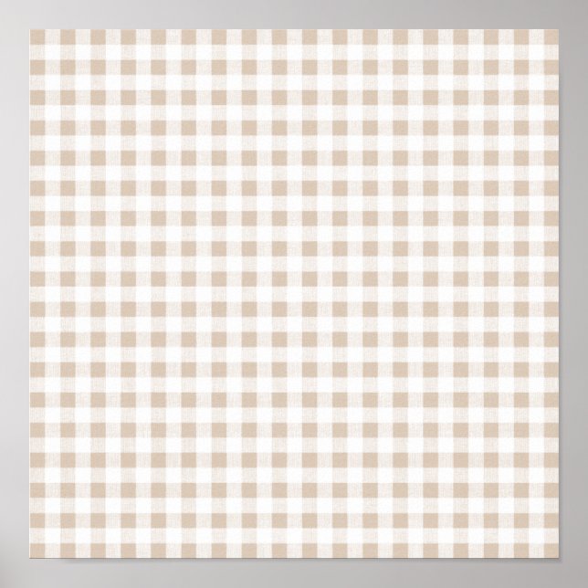 Póster Patrón Beige White Gingham (Frente)