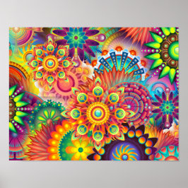 Póster Patrón bohemio abstracto retro funky