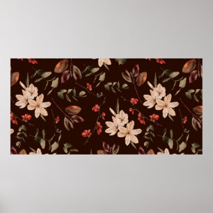 Póster Patrón bohemio sin costuras florales con b marrón