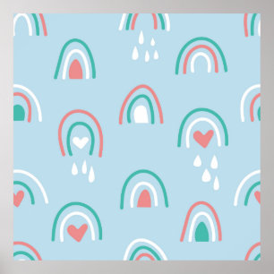 Póster Patrón bohemio sin fisuras dibujado a mano con arc