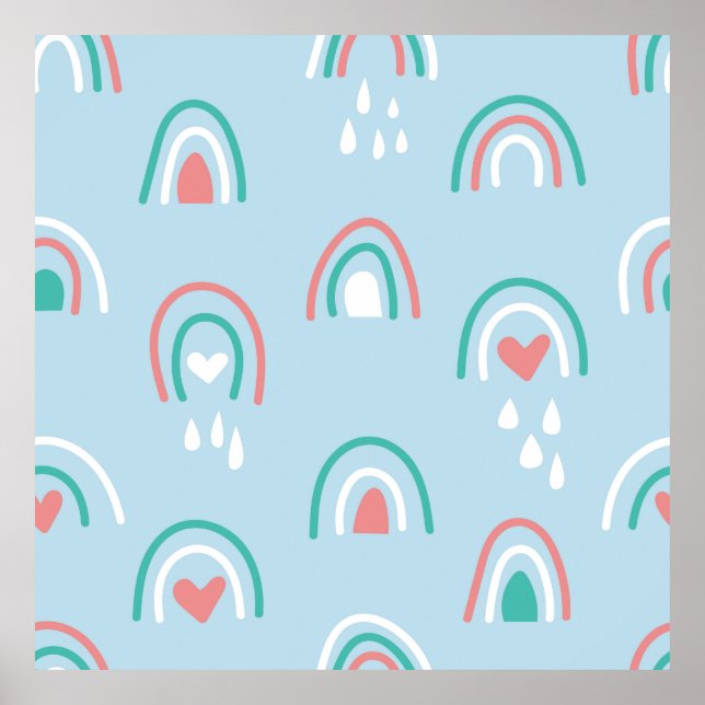 Póster Patrón bohemio sin fisuras dibujado a mano con arc (Frente)