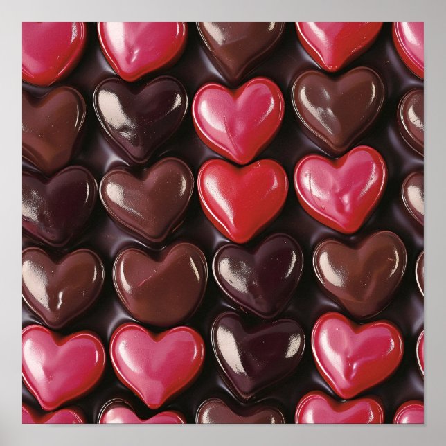 Póster Patrón cardíaco de chocolate con mosaico (Frente)
