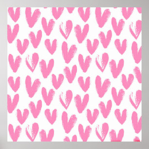 Póster Patrón cardíaco pintado de corazones