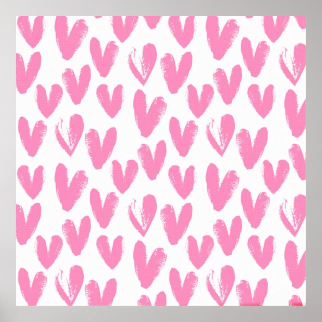 Póster Patrón cardíaco pintado de corazones (Frente)