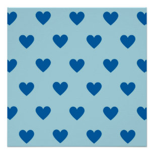 Póster Patrón cardíaco simple de corte azul