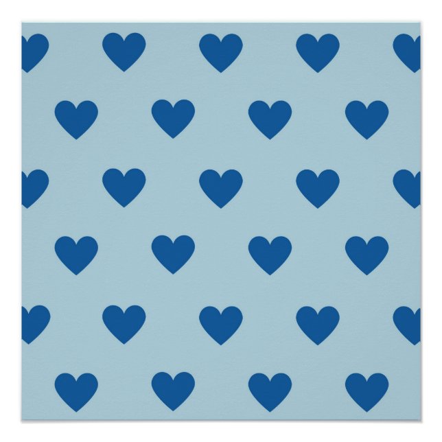 Póster Patrón cardíaco simple de corte azul (Anverso)
