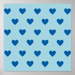 Póster Patrón cardíaco simple de corte azul