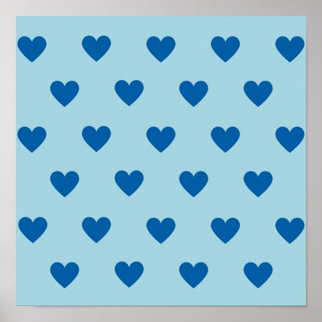 Póster Patrón cardíaco simple de corte azul (Frente)