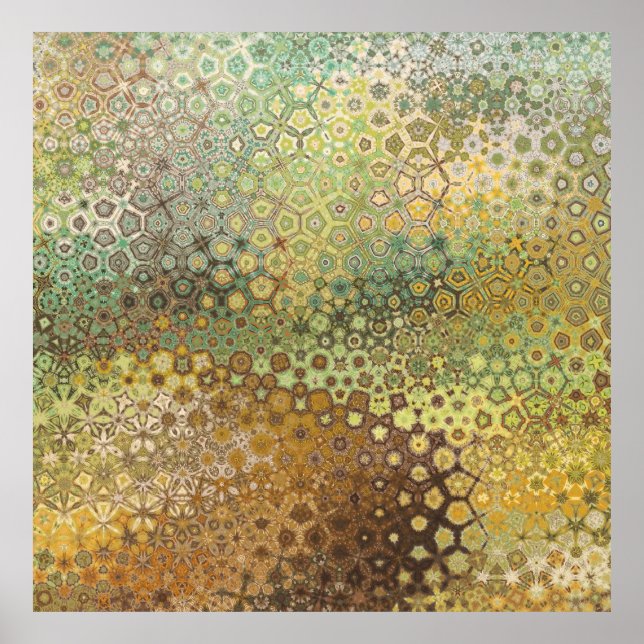 Póster Patrón celular de piel de rana verde abatracto (Frente)