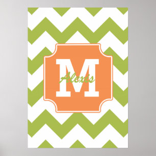 Póster Patrón Chevron de diversión de playa personalizada