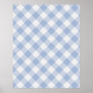 Póster Patrón clásico de gingham azul claro con estampado
