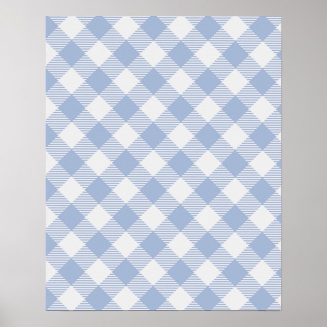 Póster Patrón clásico de gingham azul claro con estampado (Frente)