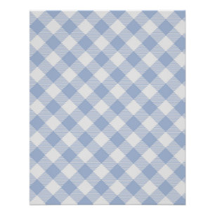 Póster Patrón clásico de gingham azul claro con estampado
