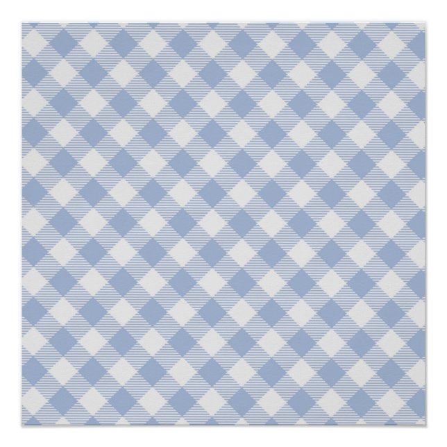 Póster Patrón clásico de Gingham azul comprobado (Anverso)